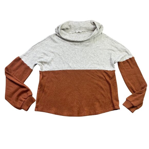 Lovely Melody Two-Tone Cowl Neck Sweater Women's Medium‎ Neutral Rayon USA MADE - Picture 1 of 9